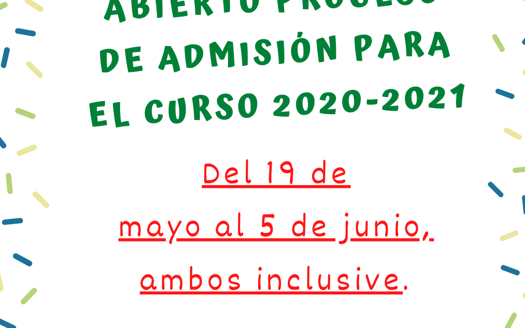 Admisión para el curso 2020/2021